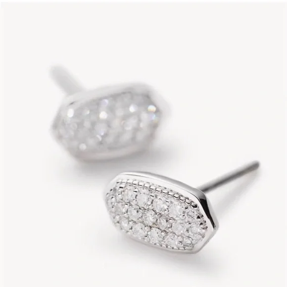 Kendra Scott 14k white gold diamond Amelee stud earrings - Picture 9 of 13